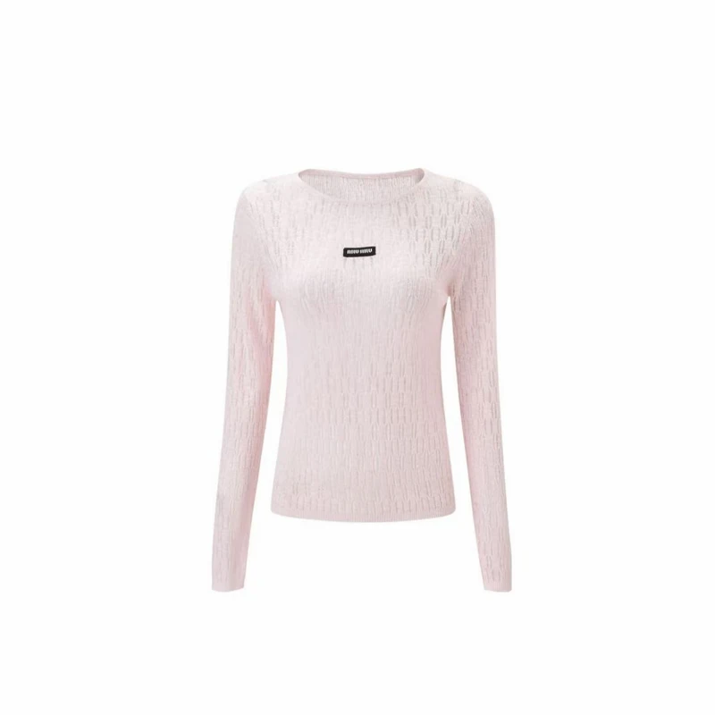 粉色圆领防嗮针织修身衫长袖  轻薄时尚B522长袖毛衫