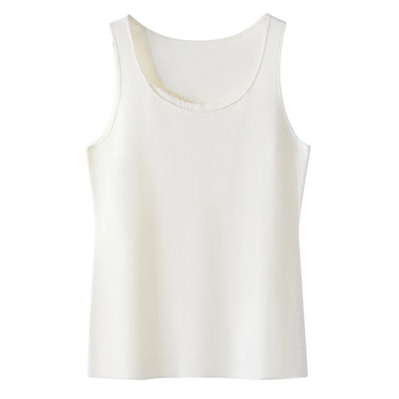 匠心精纺扬子沙圆领蕾丝边舒适可外穿吊带背心