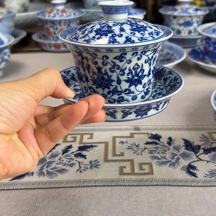 盖碗缠枝莲三才盖碗七丞堂