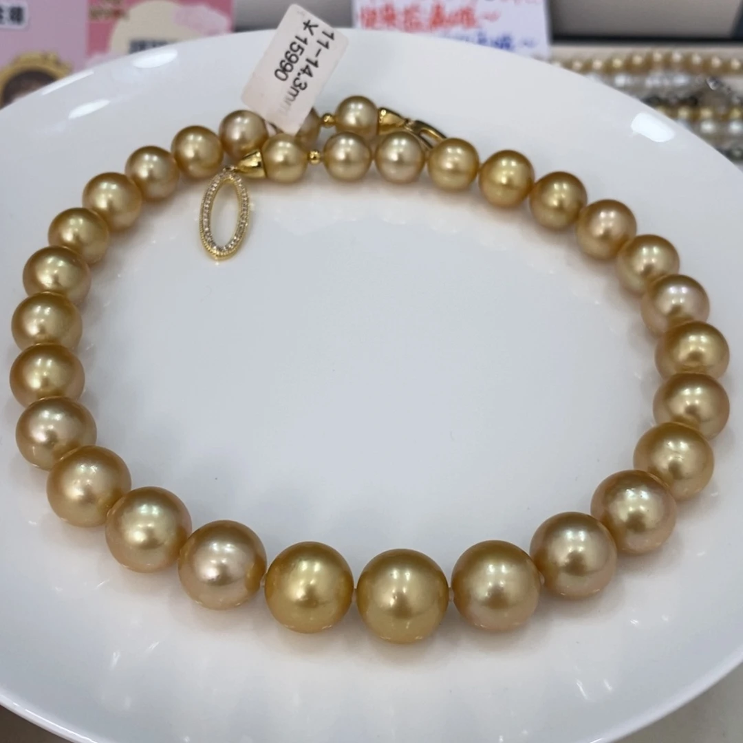 未镶嵌颈饰海水珍珠小*瓜南洋金珠项链11-14.3华
