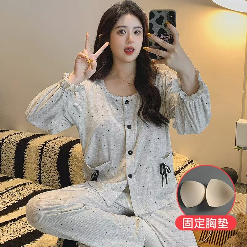 编号【D151-D200】春秋季新款莫代尔睡衣女舒适休闲甜美长袖家居服