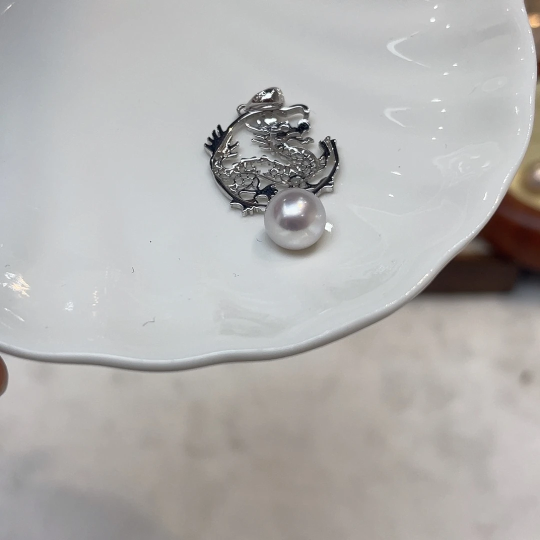 吊坠(不含链)银S925镶嵌海水珍珠