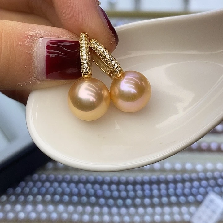 颈饰淡水珍珠银S925镀金镶嵌11-12m