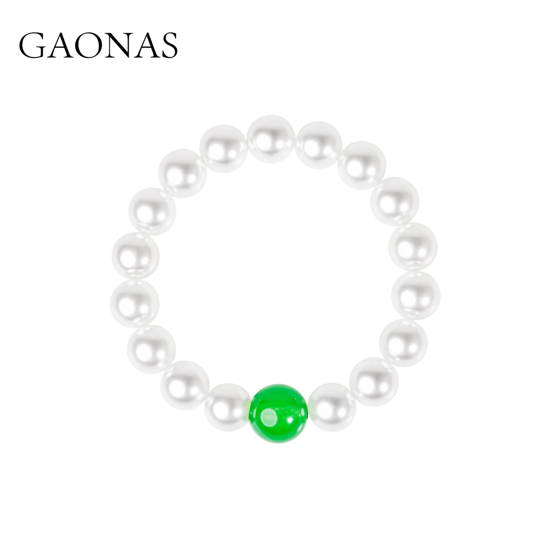 仿珍珠手链 多宝玲珑贵气经典10mm白色珠手链