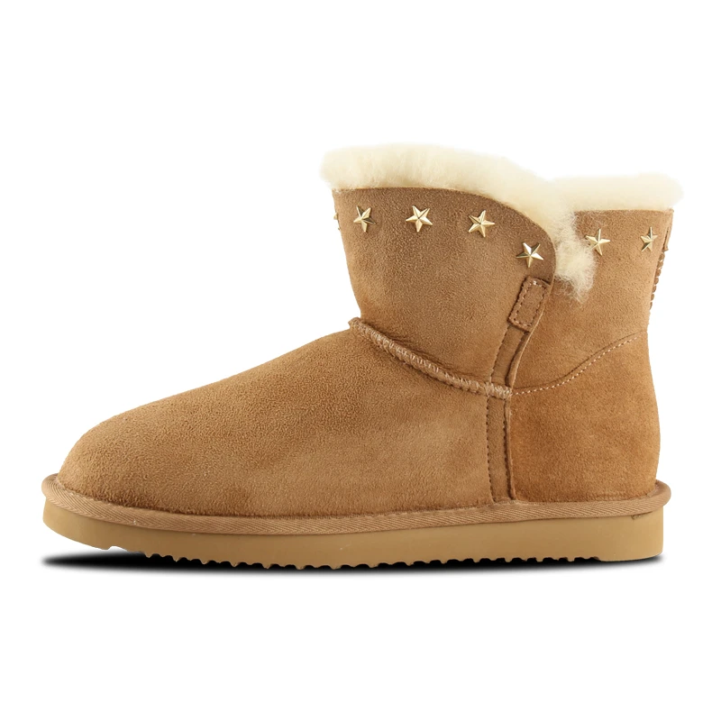 【ML星星扣】 桑坡羊皮毛一体雪地靴经典百搭星星扣女款小众短筒靴
