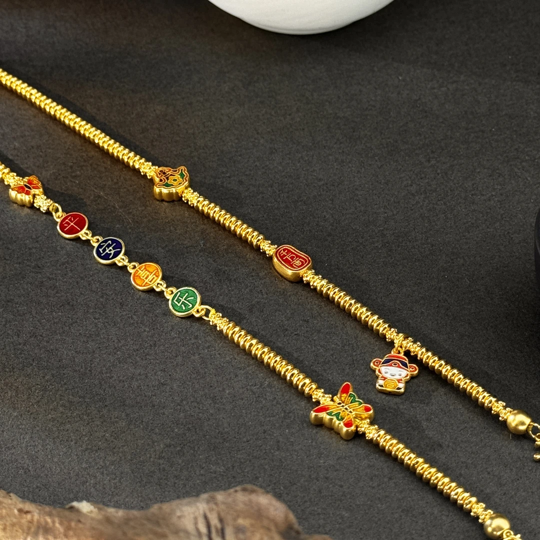 恒宝福【秋秋专享】足金999 宫廷黄金平安喜乐双勾项链60cm
