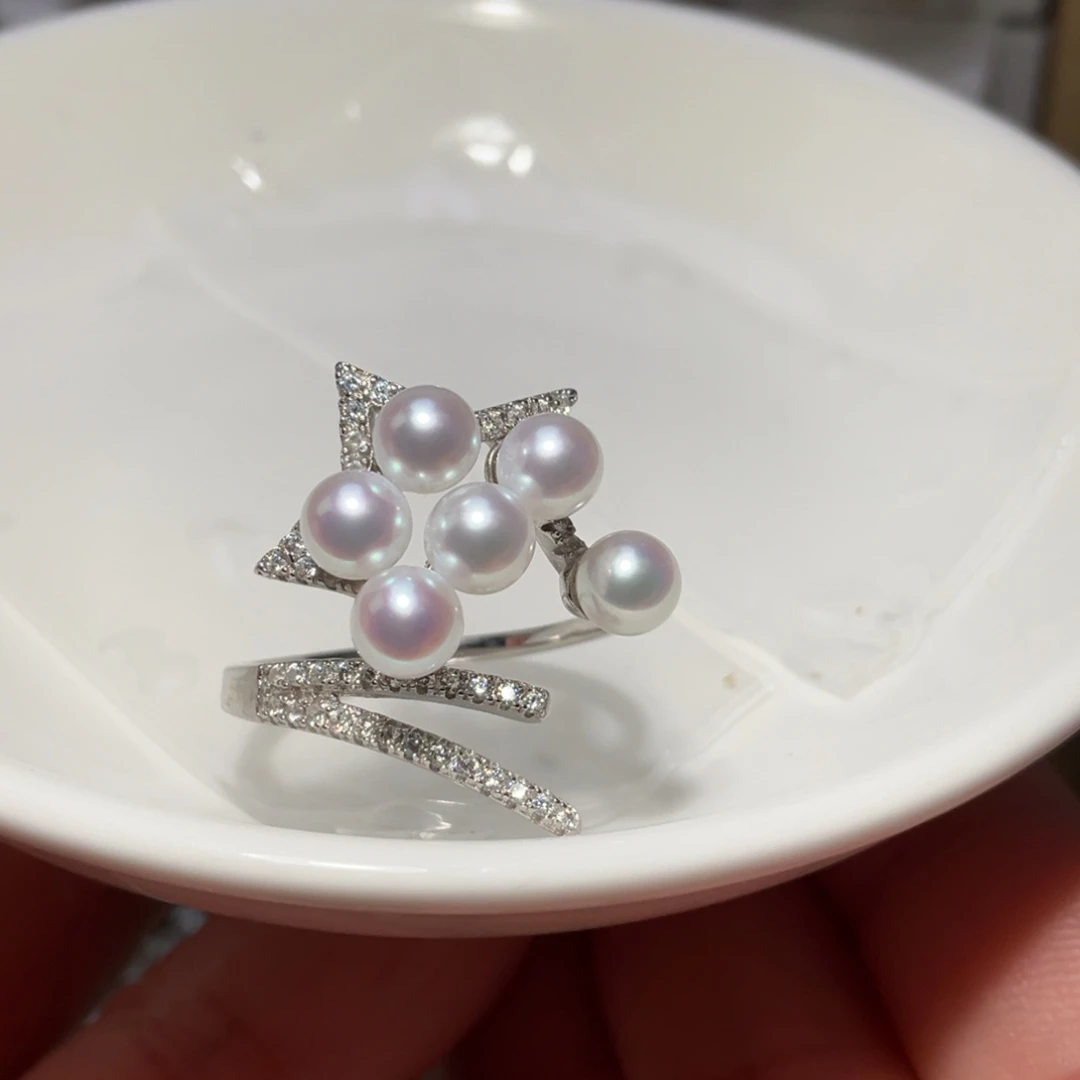 淡水珍珠戒指银S925镶嵌