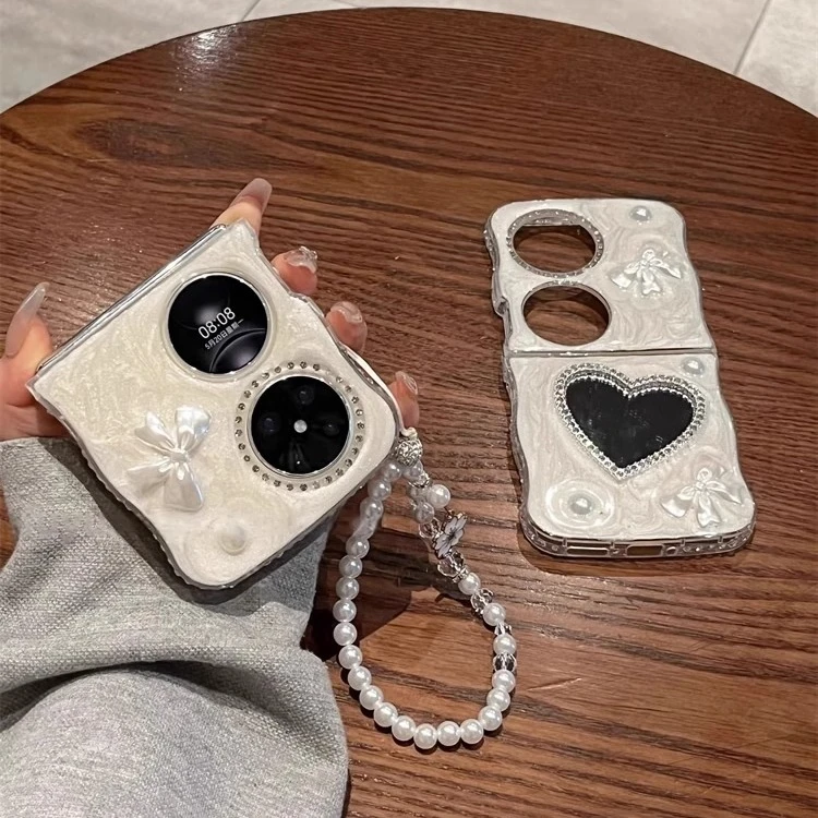 高档适用华为pocket 2手机壳新款折叠P50pocket高级s女手链爱心镜