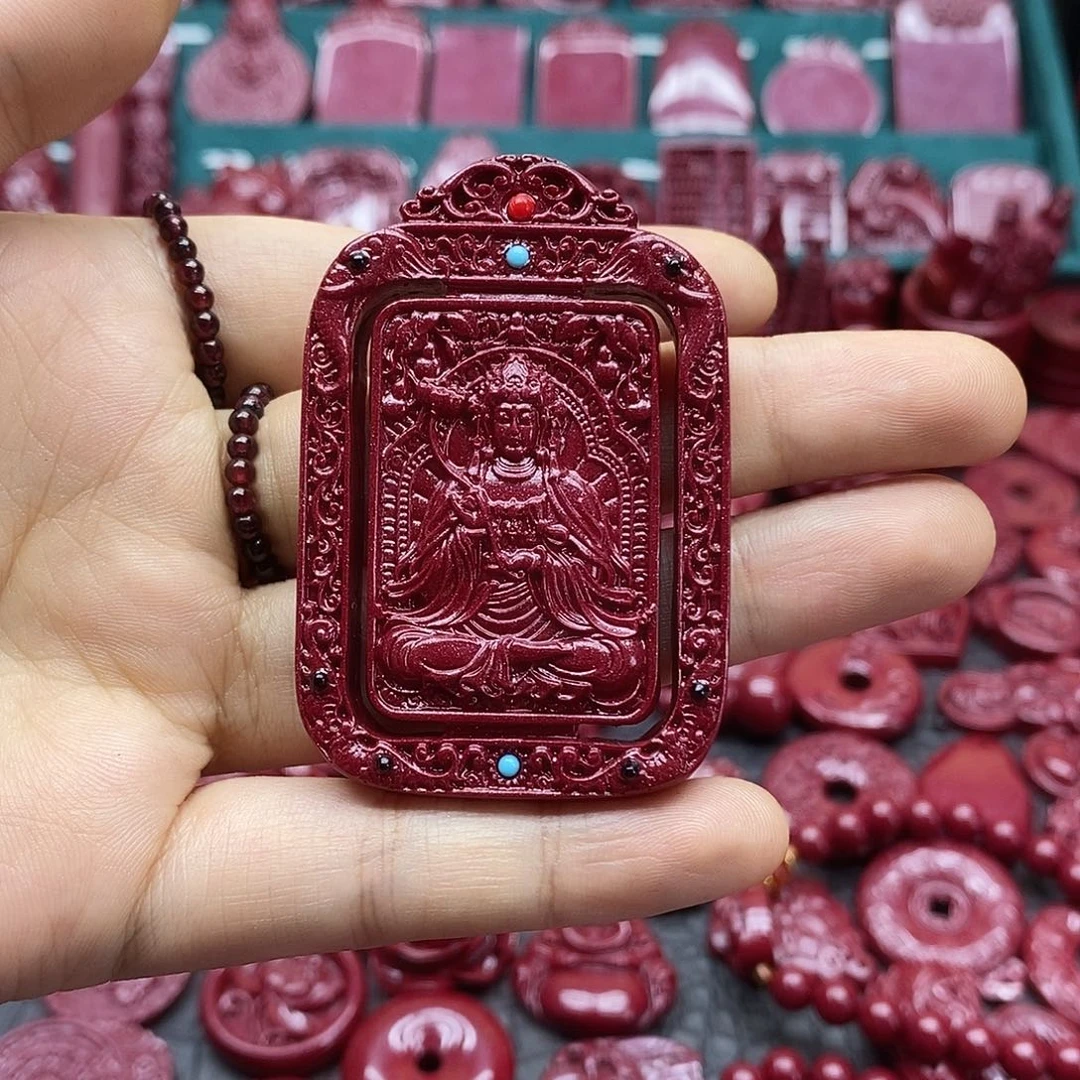 天然辰砂0000朱砂吊坠兔