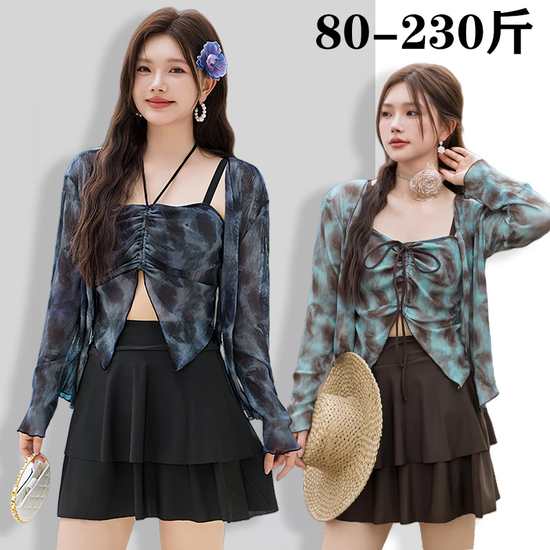 泳衣女大码分体三件套200斤微胖女孩高级感2025新款时尚性感泳装