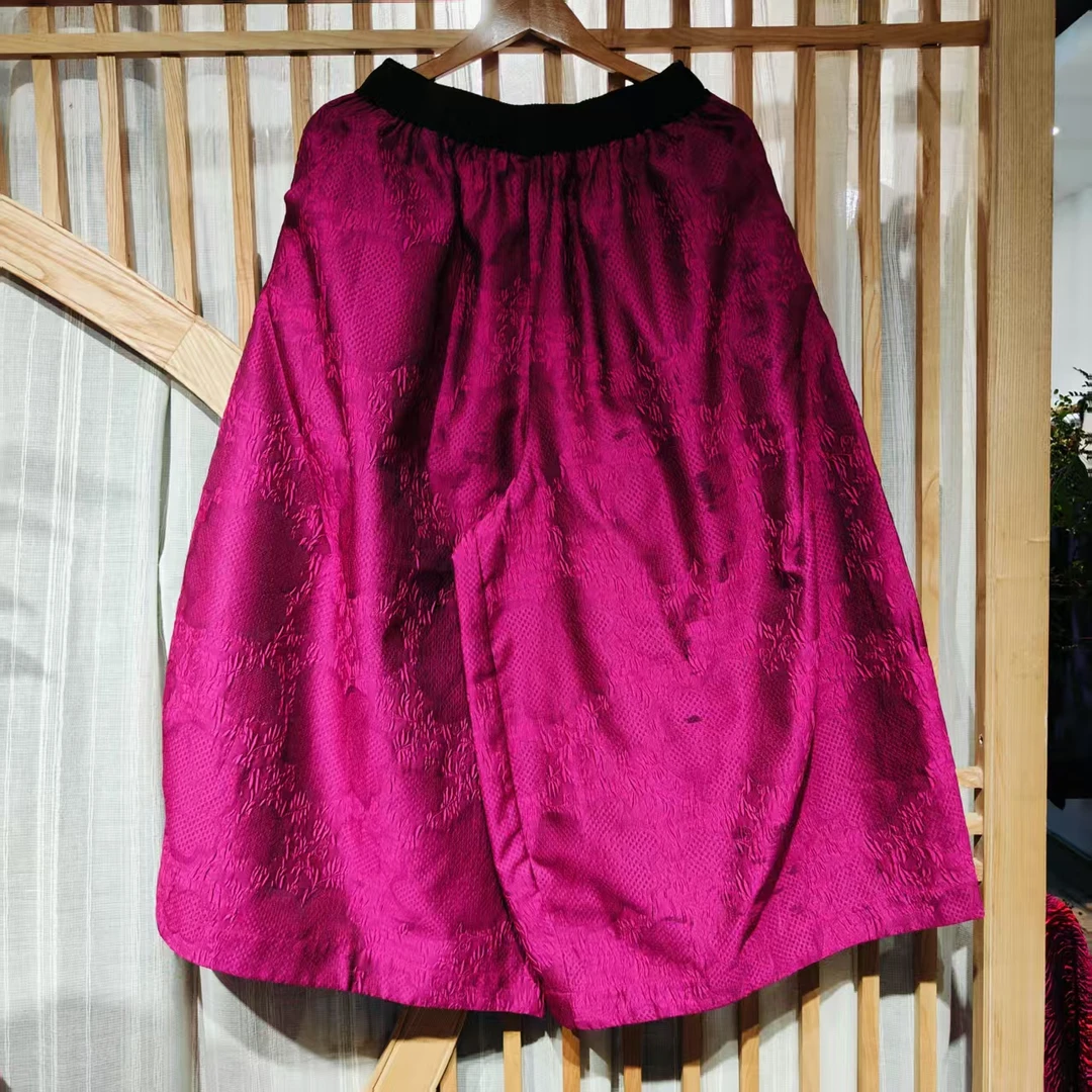 (LK040-27)凤徕兮私人定制紫色立体提花全松紧花苞裤(单)