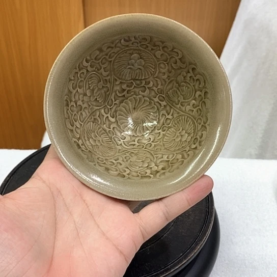 云***间碗耀州窑刻花青釉小碗