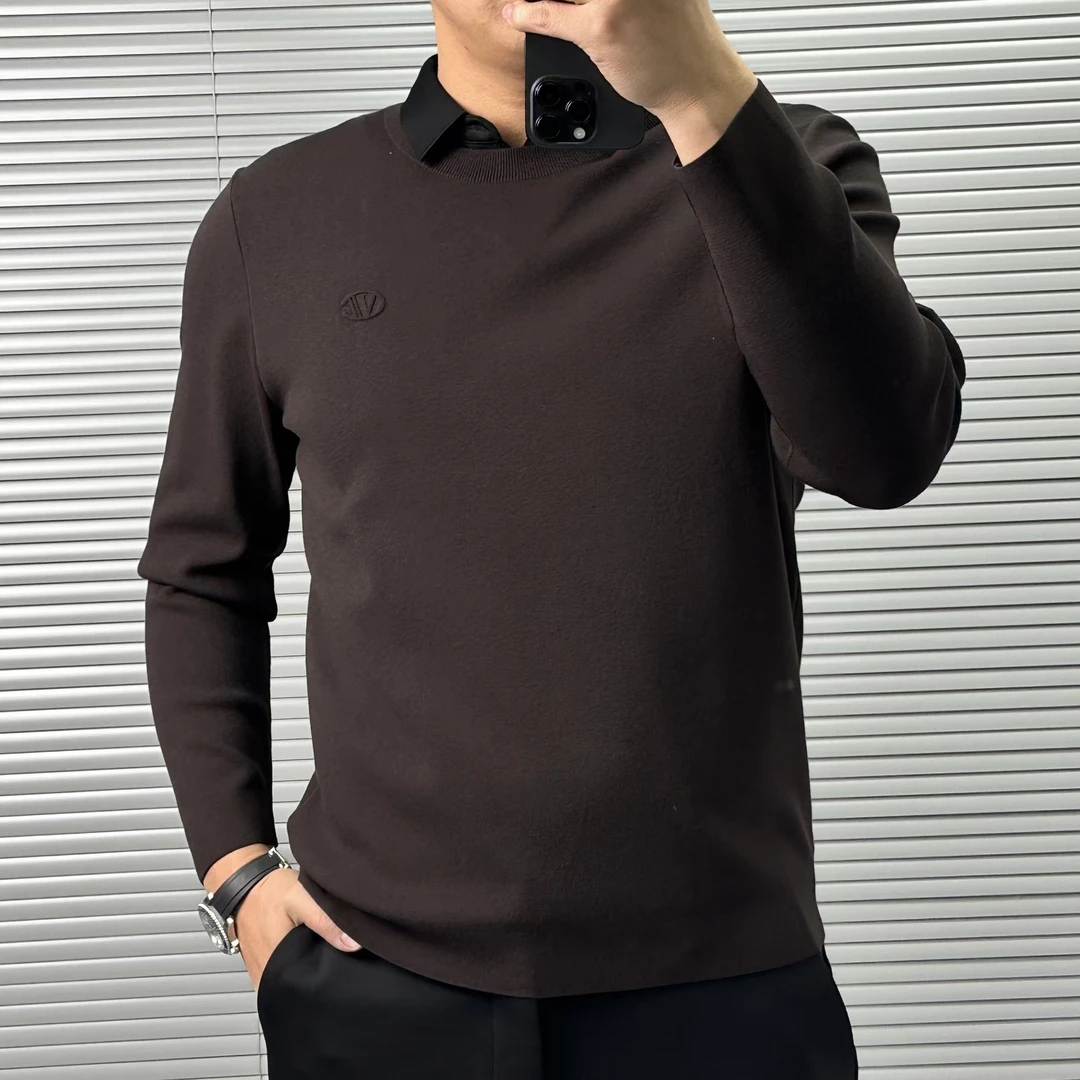 【轻奢系列】男士冬季加厚男士高端轻奢时尚休闲假两件翻领卫衣3989