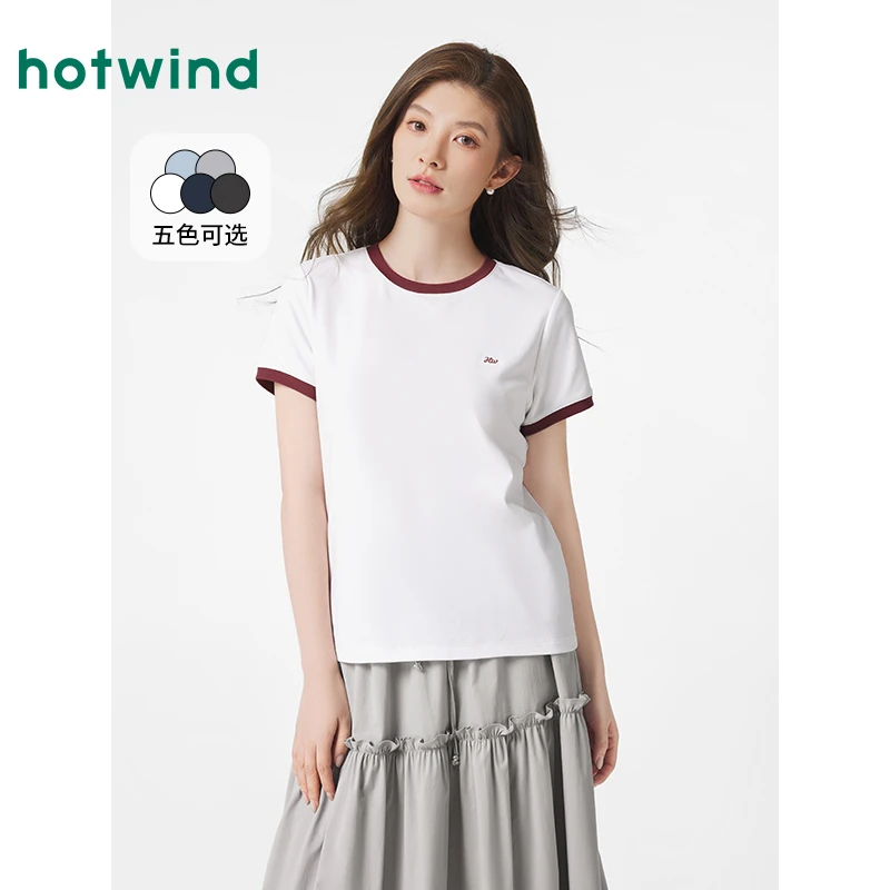 流光风【热风门店同款】7折起女拼边短T恤百搭爆款F01W25101