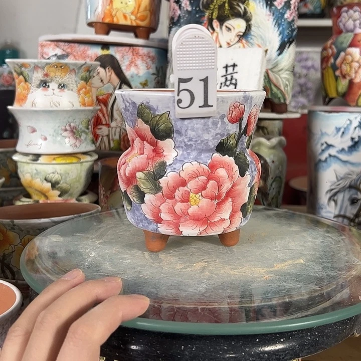 满38包邮 景德镇幸运花盆