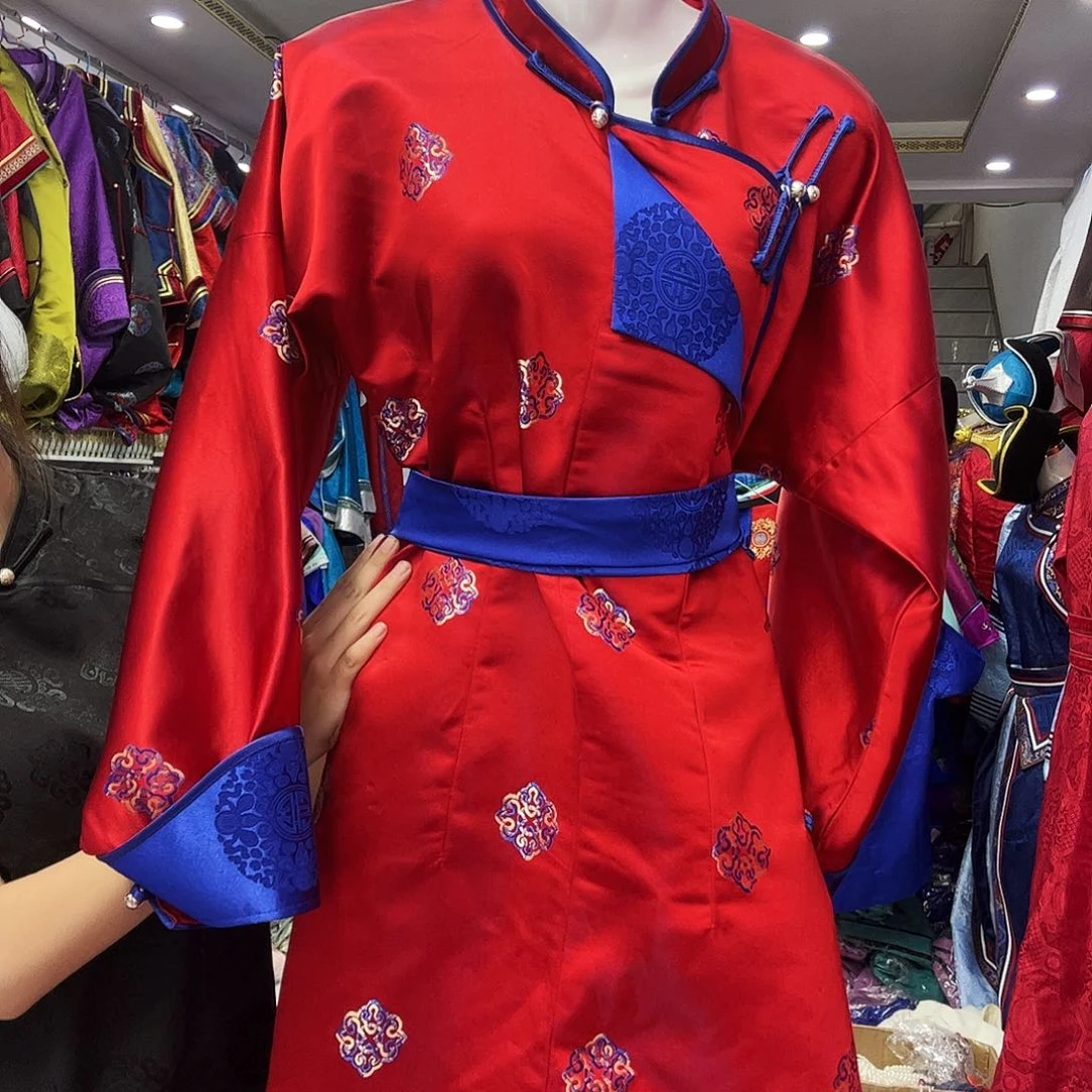 闪电购女装袍子红色