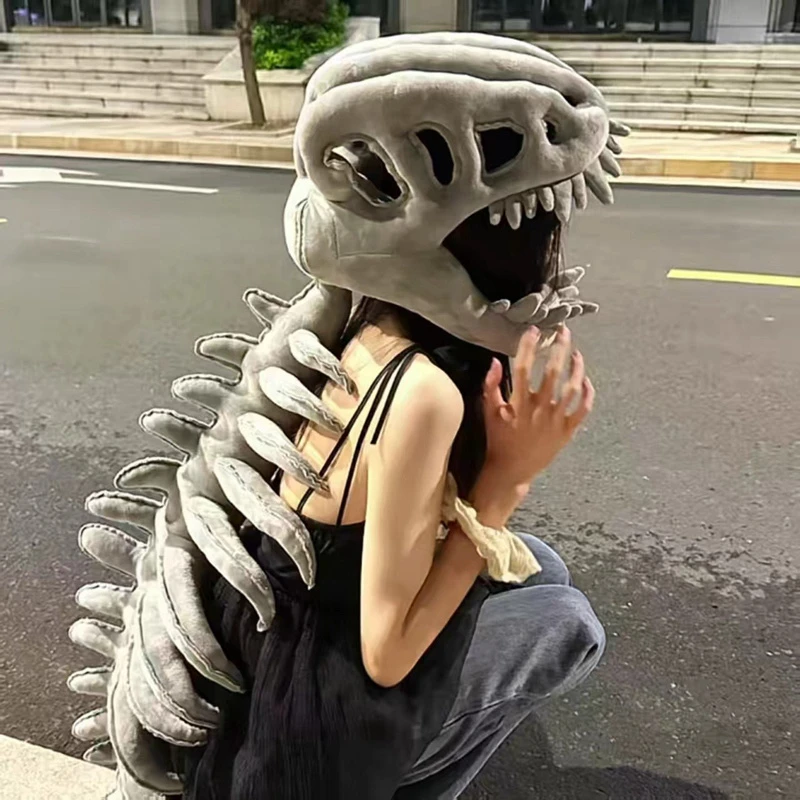 恐龙骨架头套外骨骼毛绒玩具搞怪玩偶生日礼物送女生