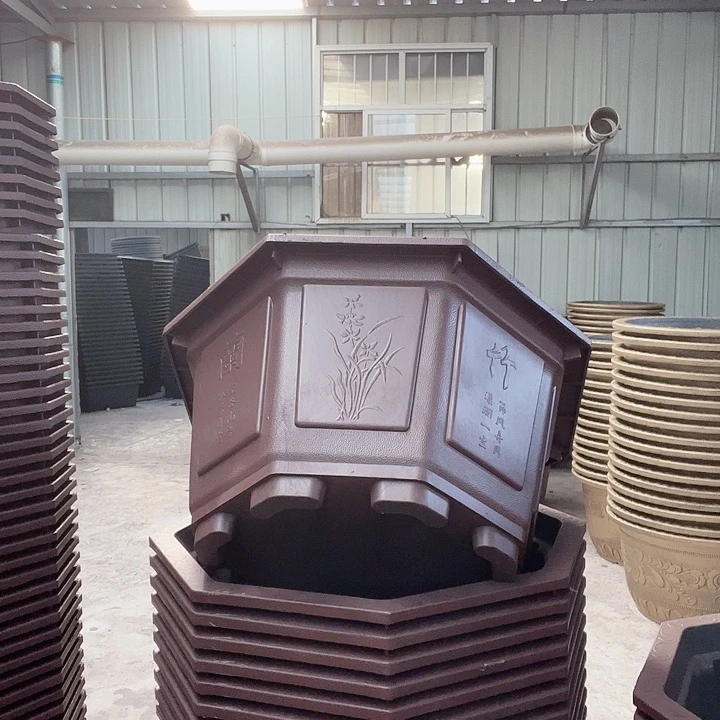 紫砂色八角80花盆2个有孔