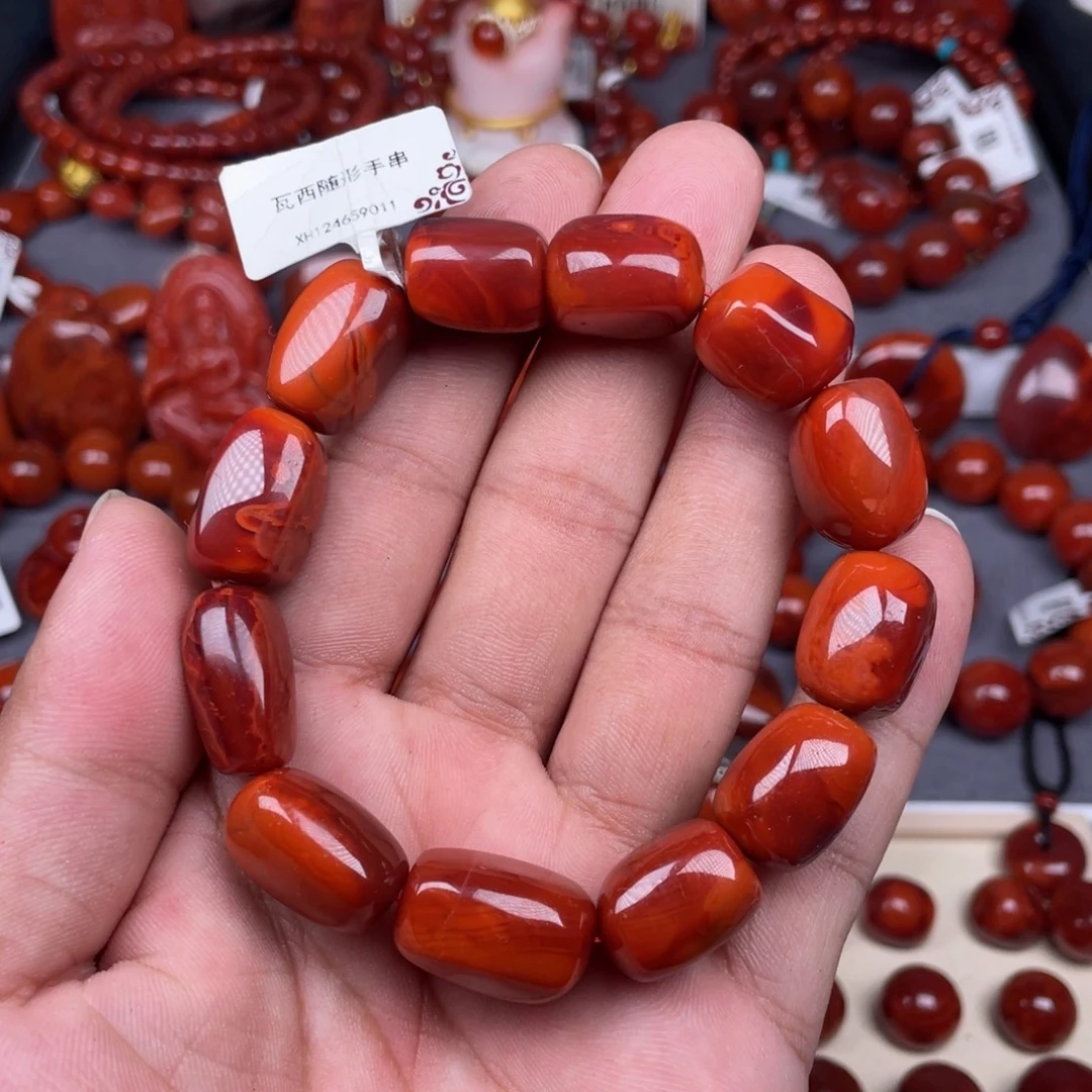南红玛瑙未镶嵌瓦西南红随型手串