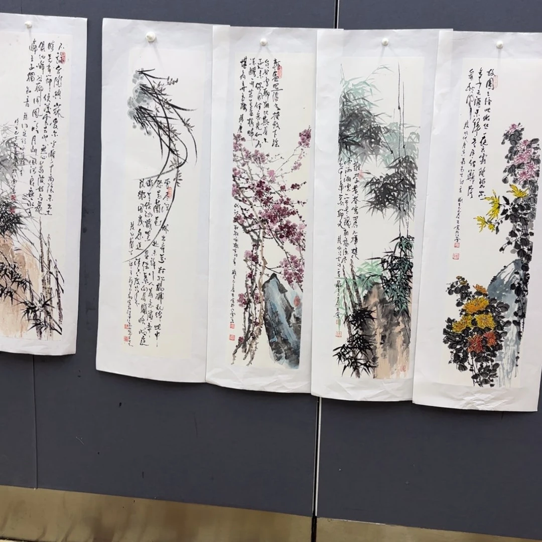 八***神国画杜成鹏四条屏作品童