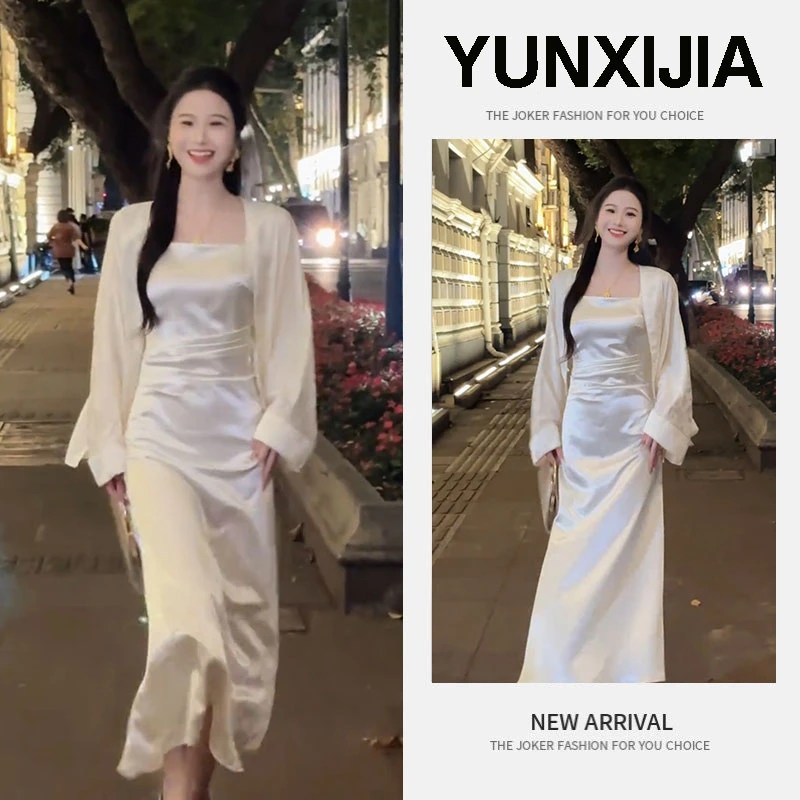 2025夏季新款防晒开衫气质百搭时尚设计感显瘦吊带连衣裙两件套