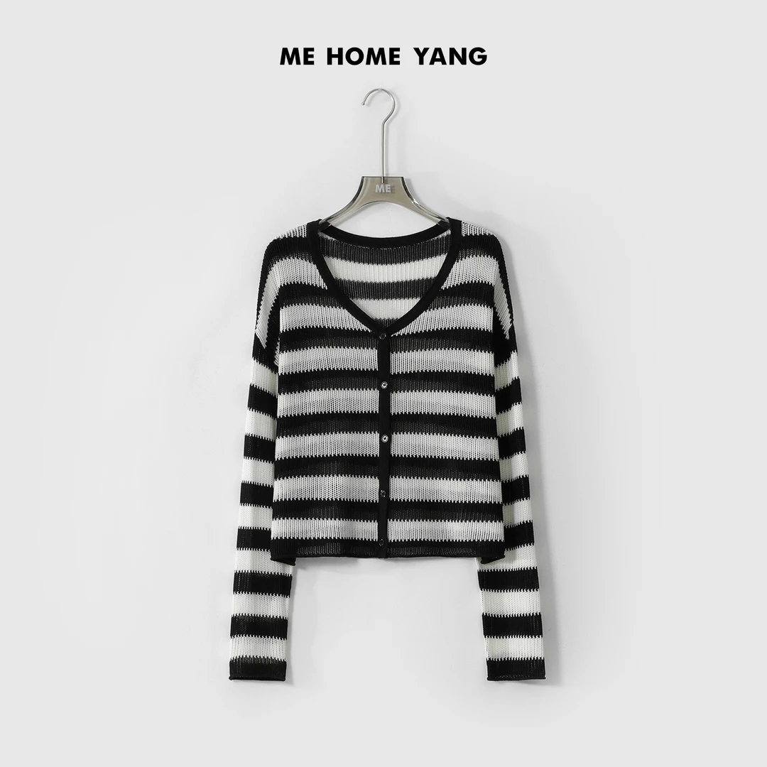 ME【航海亚麻条纹开衫】夏季新款针织衫 MEQS1923