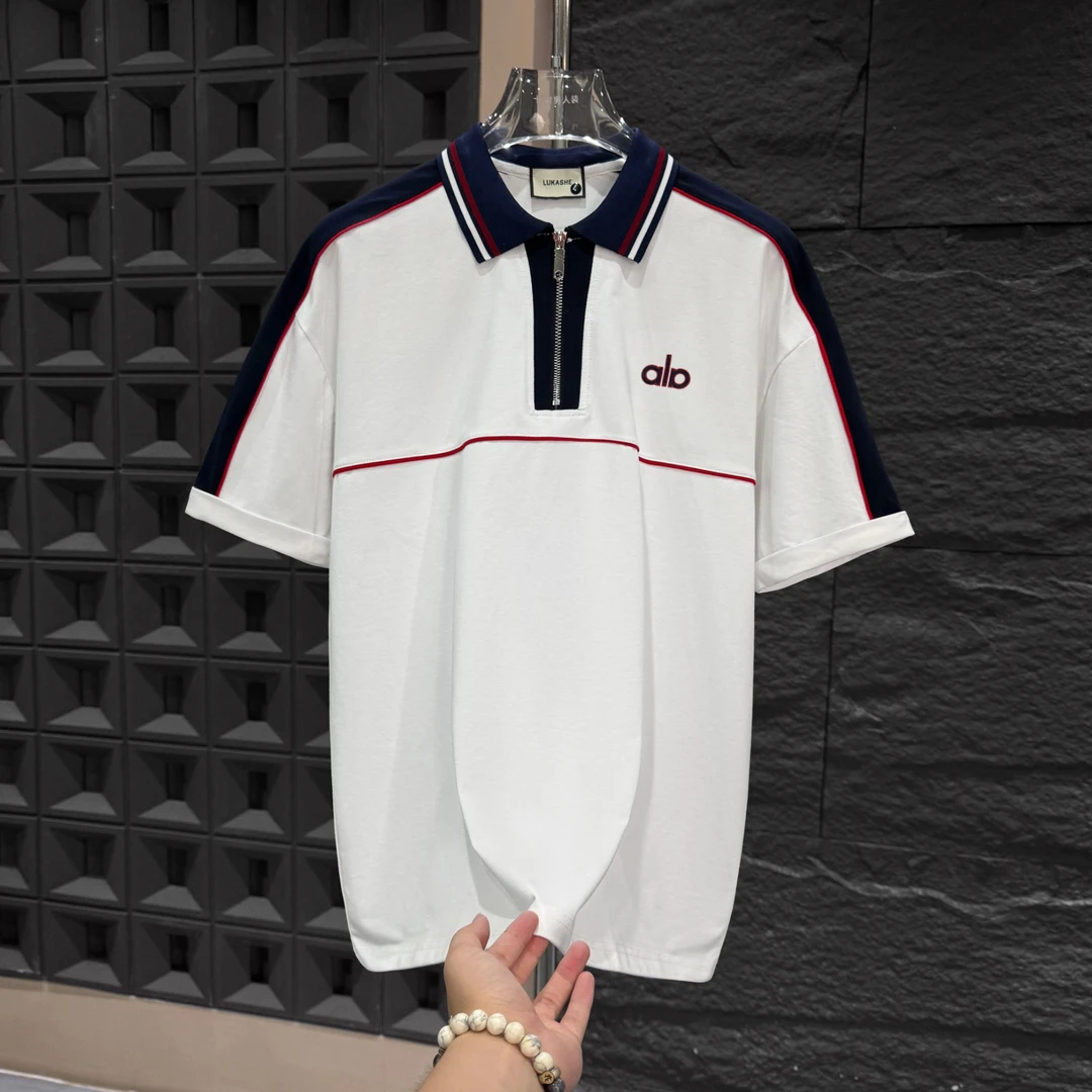 SX-A18530-夏季al家新款时尚潮牌男士拼接撞色圆领短袖t恤轻奢