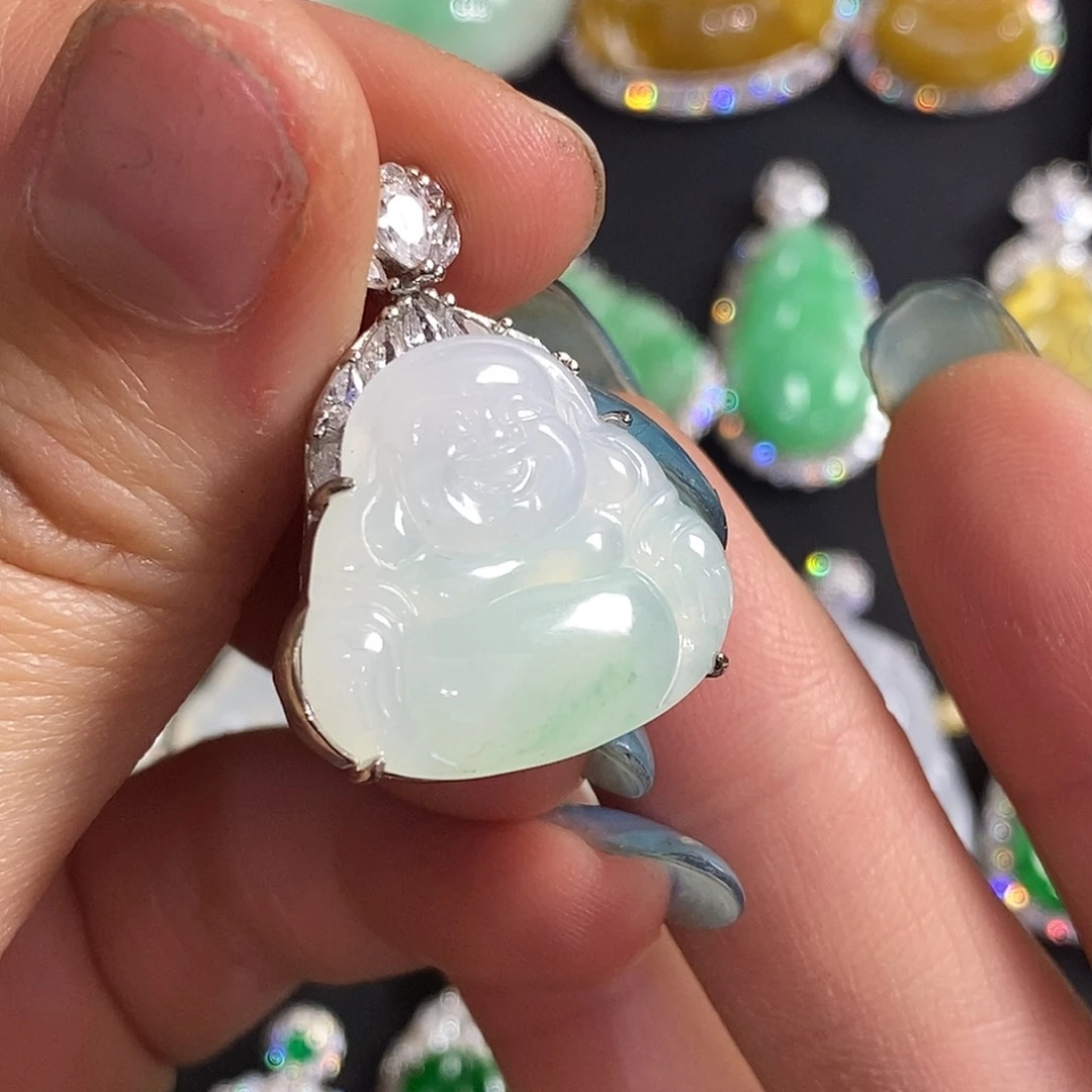 翡翠银S925镶嵌颈饰天然翡翠