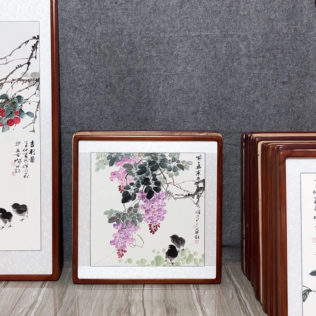 国画书画作品带框63×63