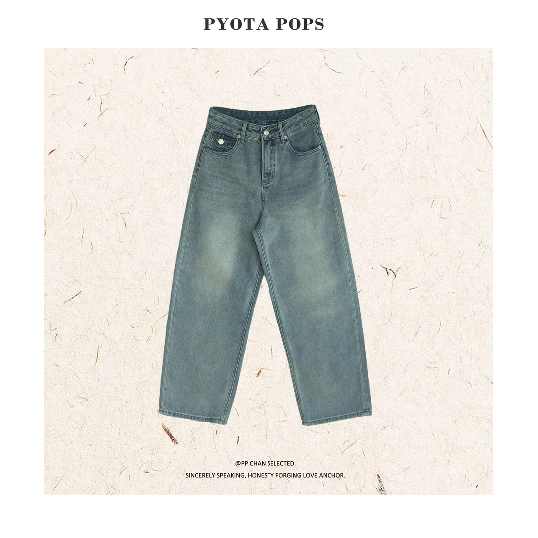 PYOTA【水洗牛仔】小众设计水洗浅色牛仔裤 多口袋设计阔腿裤 LL144