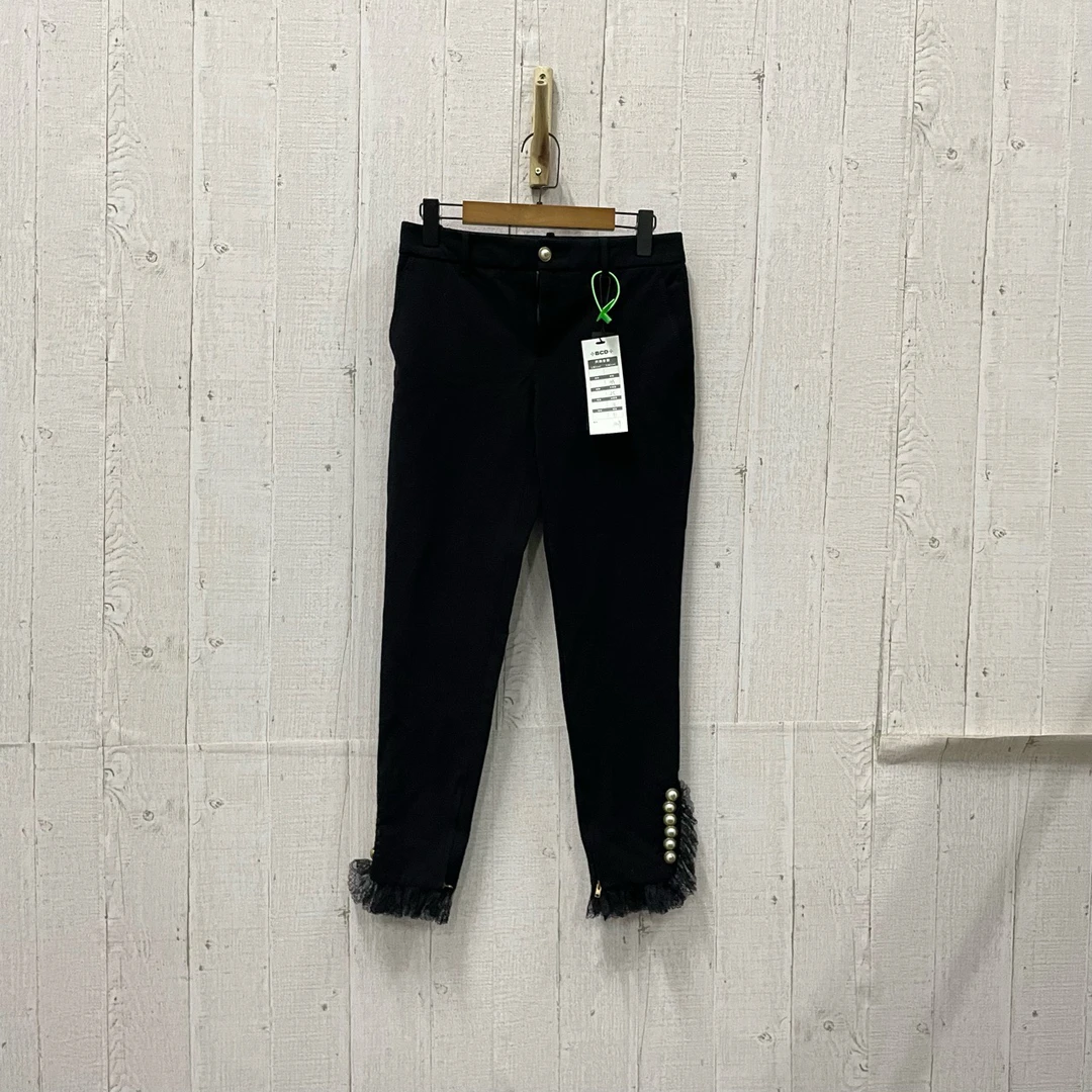 95新 GUCCI/古驰 （zz4）黑色珍珠长裤 尺寸如图604678