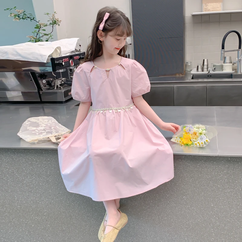 女童夏装连衣裙2025新款洋气儿童装夏季裙子女孩泡泡袖大童公主裙