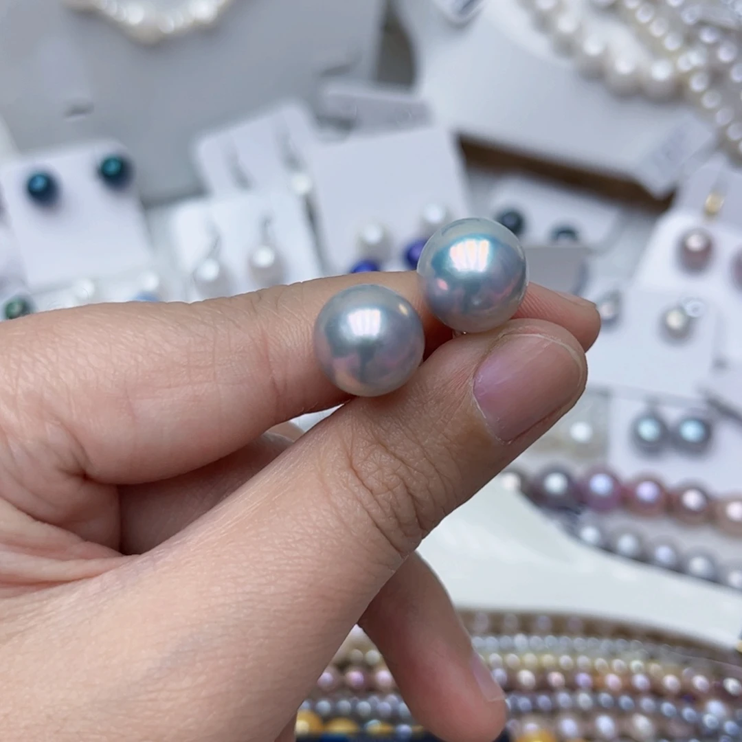 淡水珍珠耳饰银S925镶嵌