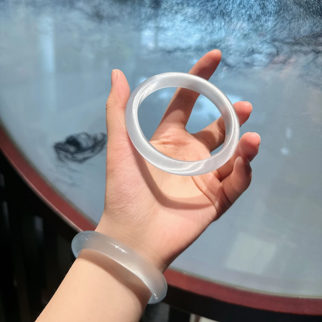 非金属仿水晶手镯 冰川蓝猫眼石手镯饰品时尚时气质古风美人镯