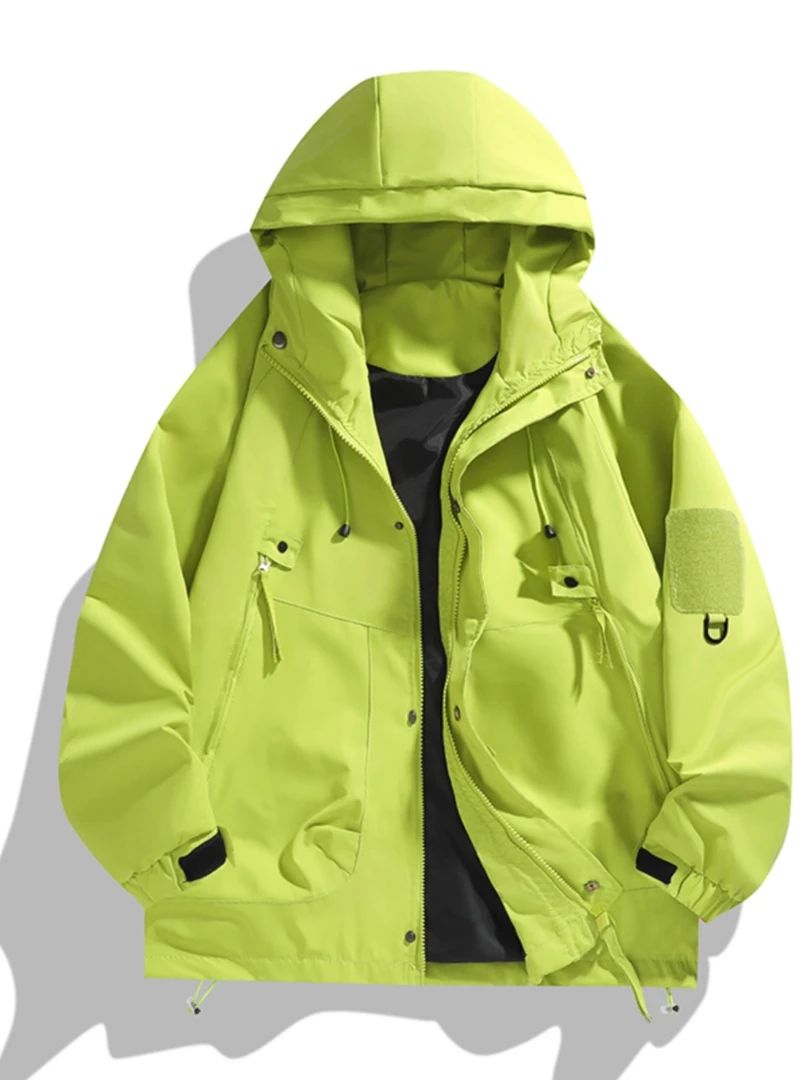 连帽直下摆春秋户外运动男女同款冲锋衣夹克爆款宽松休闲防水外套