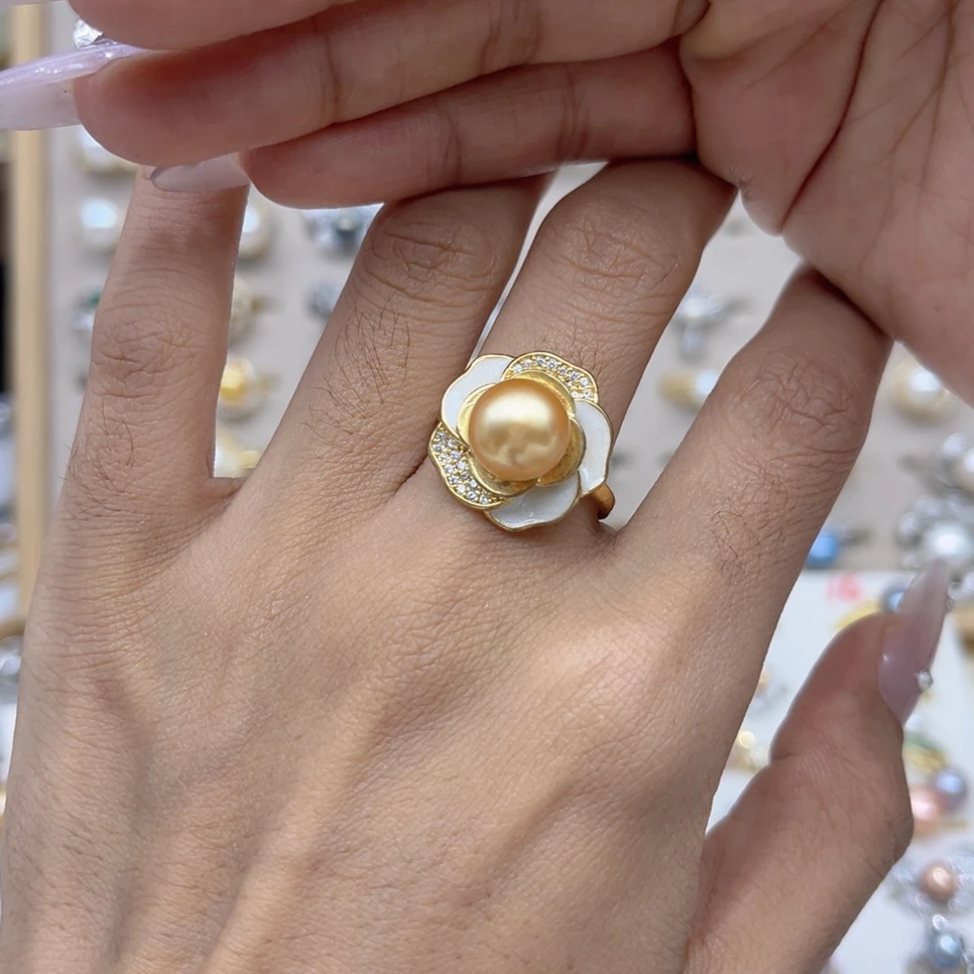 搞***兔合金戒指淡水珍珠