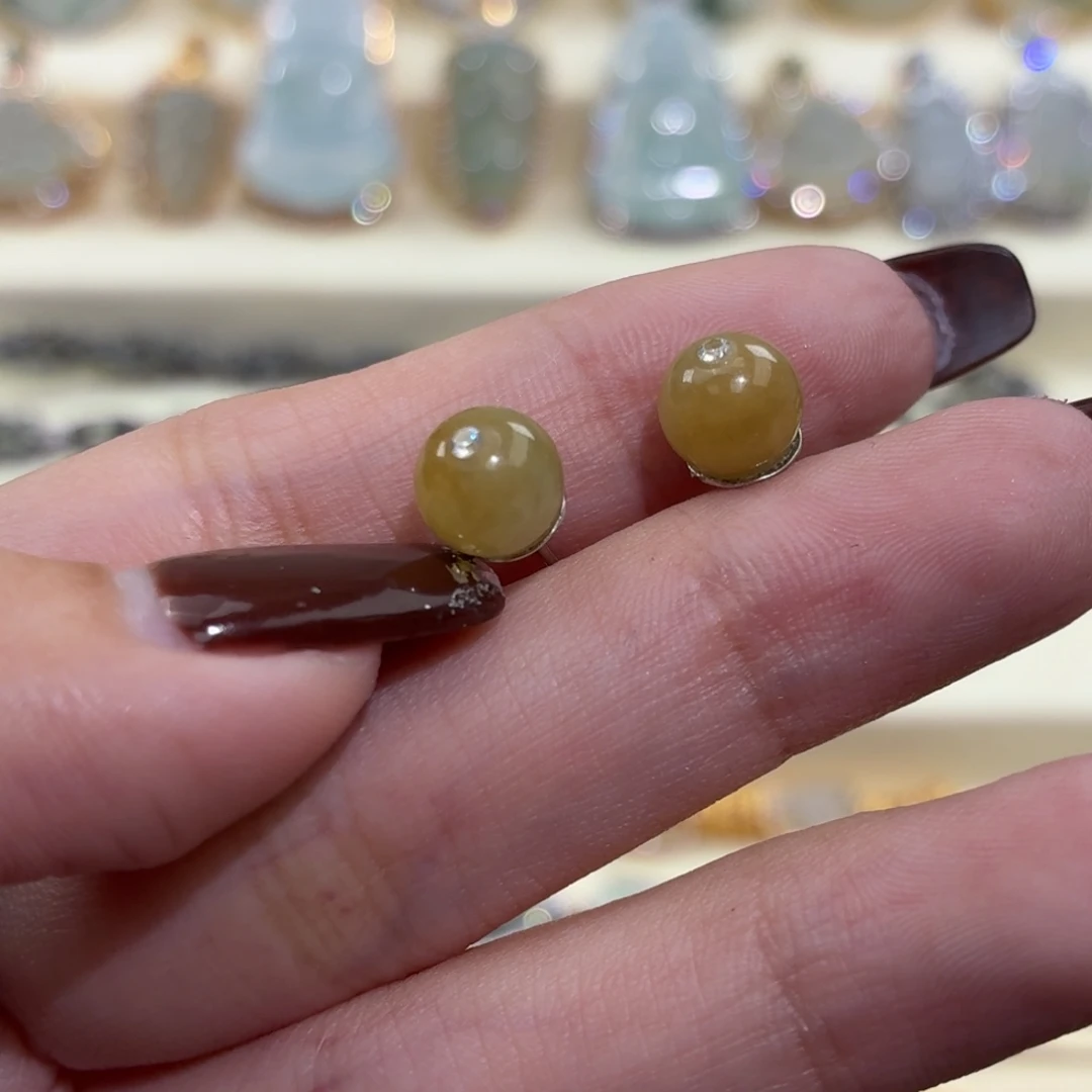 翡翠银S925镶嵌颈饰耳钉