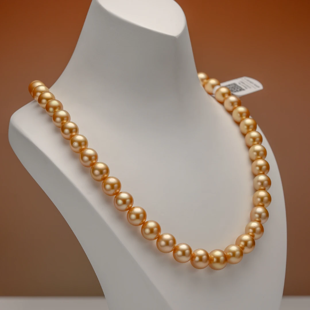 [赤金]四星大证南洋菲律宾浓金珠项链天然海水珍珠带吉尔德大证