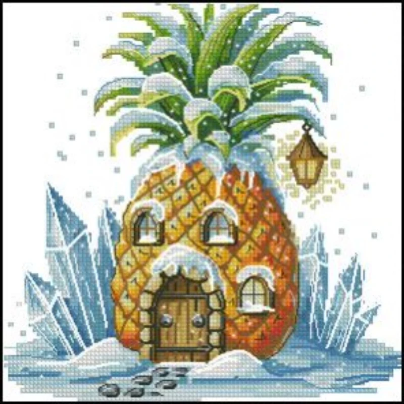 【CC2849-水果小屋系列之菠萝小屋】2022新款十字绣风景清新