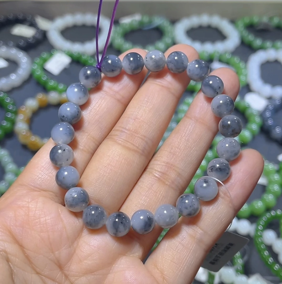 高端和田玉手串新疆青花手串聚宝盆意境手串约8mm百搭精美单圈