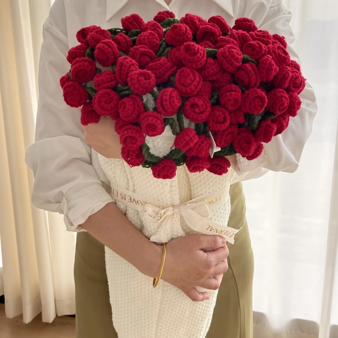 【专属】玫瑰花束毯子成品午睡花毯手工编织铃兰毛毯向日葵毯成品