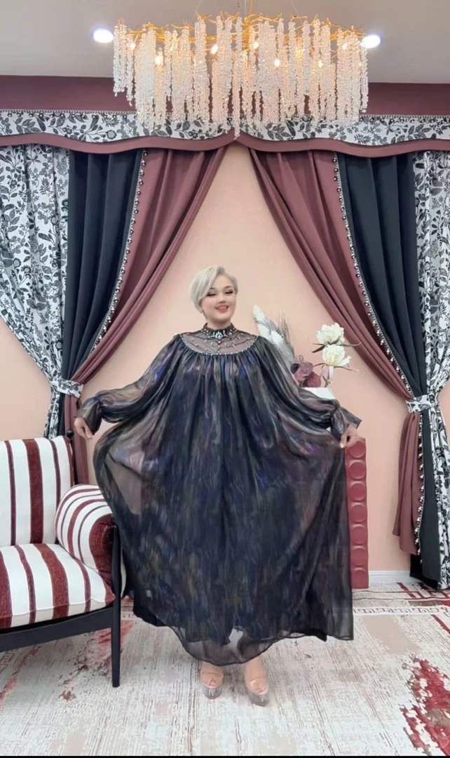 【A008】时尚新款民族风迪拜土耳其重工服饰黑色长款连衣裙