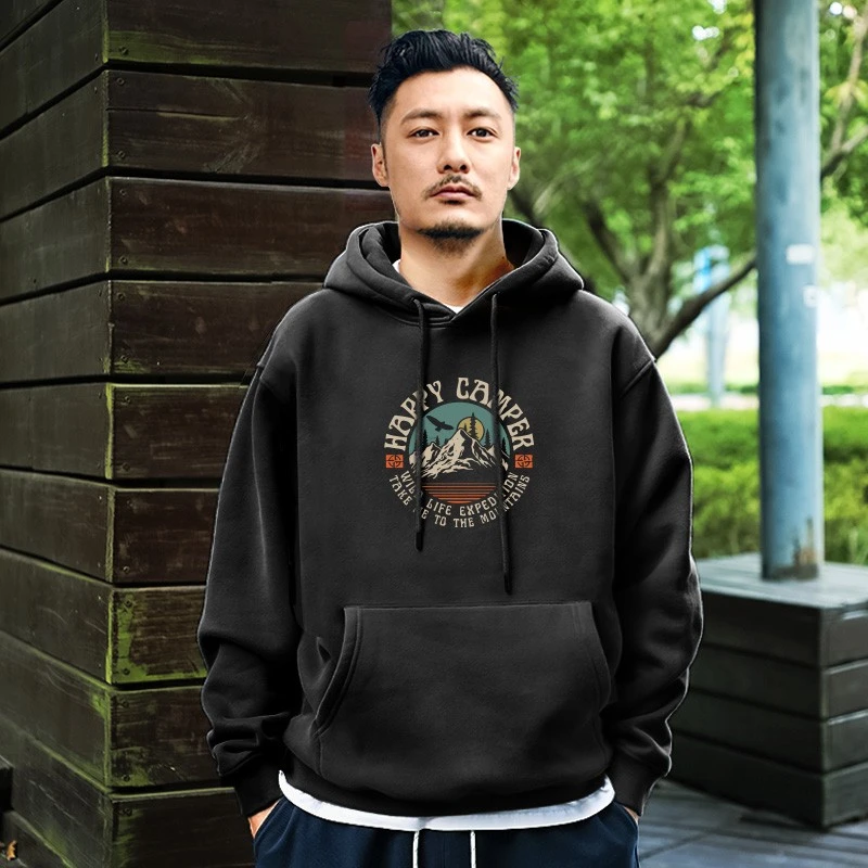 仓石一树男士潮牌字母印花连帽卫衣男春秋季宽松加绒情侣帽衫外套
