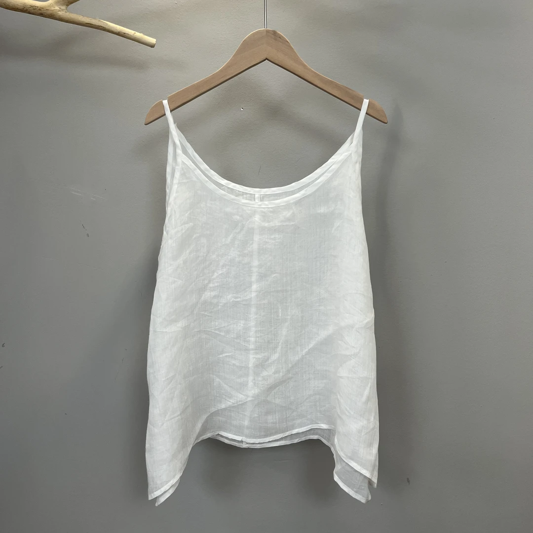 夏款100苎麻碎花吊带背心复古无袖吊带宽松百搭内搭上衣苎麻女装