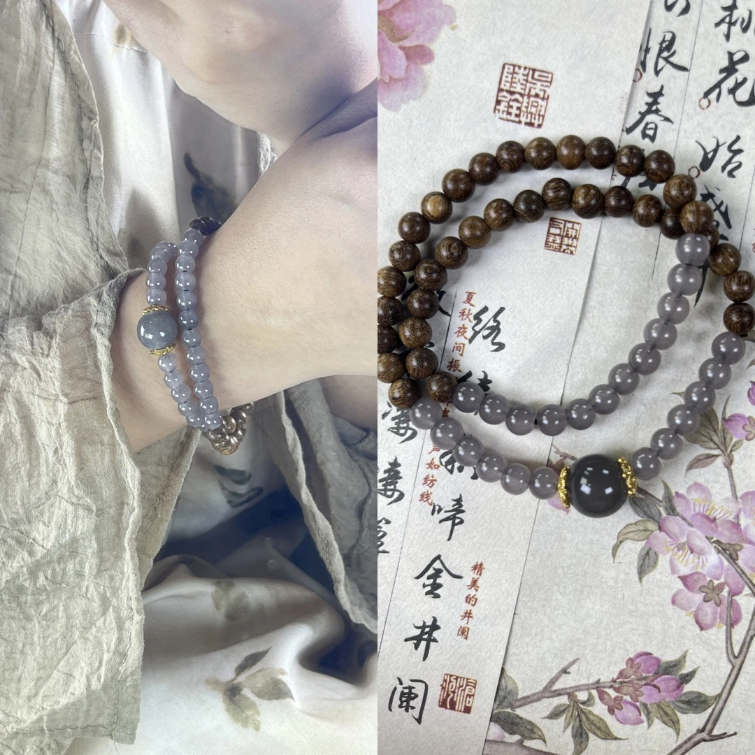 合金木质手链 金丝檀木国风女款手串女生手链学生气质款ins新中式