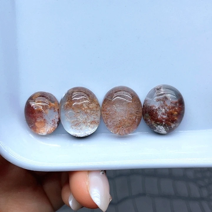 水晶未镶嵌珠宝半成品34幽灵蛋面四颗