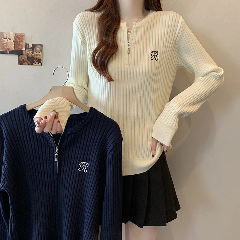 2025秋装新款胖mm大码百软糯半开衫刺绣针织上衣毛衣71829