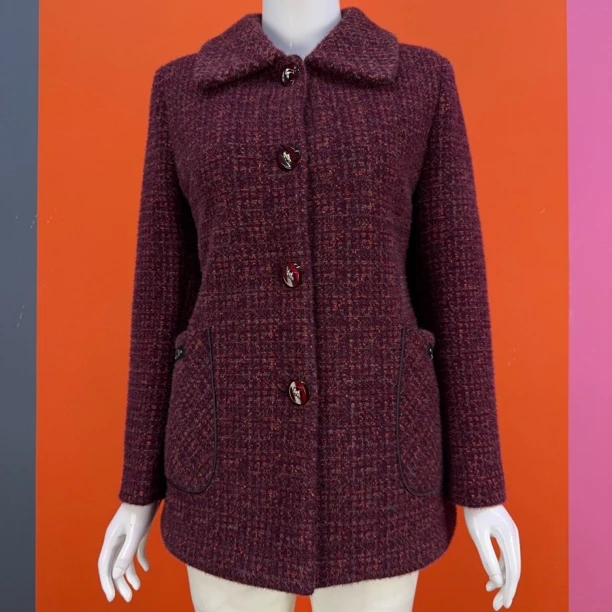 秋冬加绒加厚金丝绒玉米粒碎格翻领长袖中老年妈妈装保暖外套