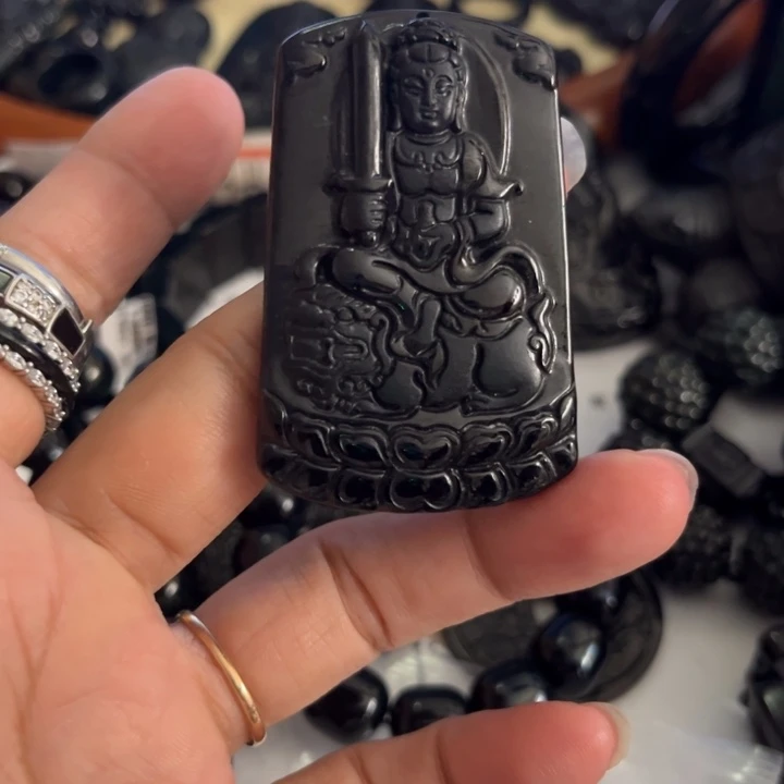 翡翠未镶嵌颈饰文殊墨翠