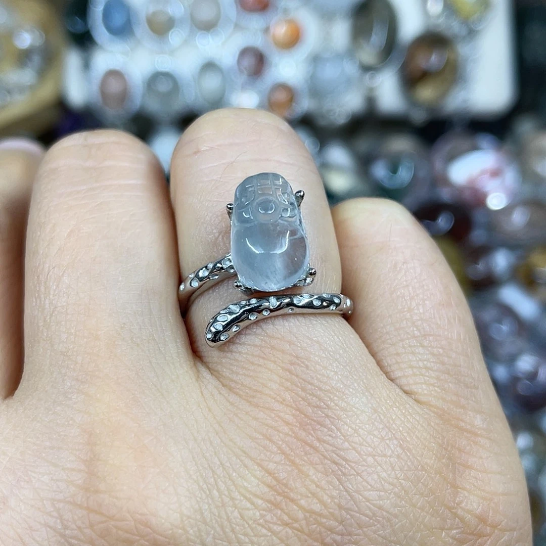 【闪购商品】银S925镶嵌珠宝半成品水晶戒指